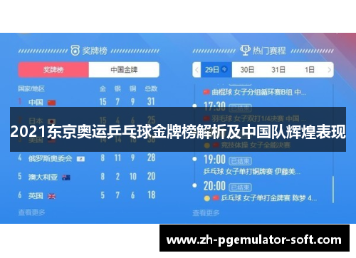 2021东京奥运乒乓球金牌榜解析及中国队辉煌表现